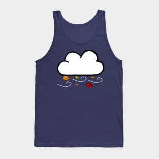 Windy Cloud Pattern With Fall Colored Leaves (Navy Blue) Tank Top